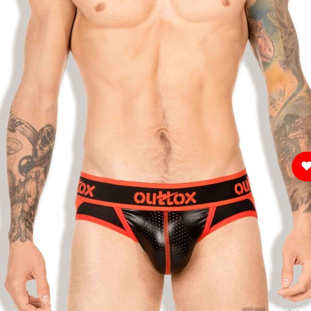 Outtox (Maskulo) Red/Black Perforated Jockstrap. JS143-10-M